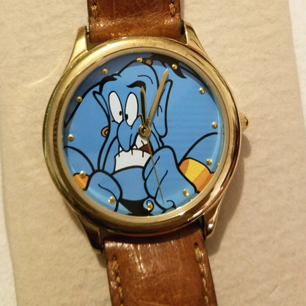 90's Vintage Fossil Disney Aladdin Genie Leather Watch